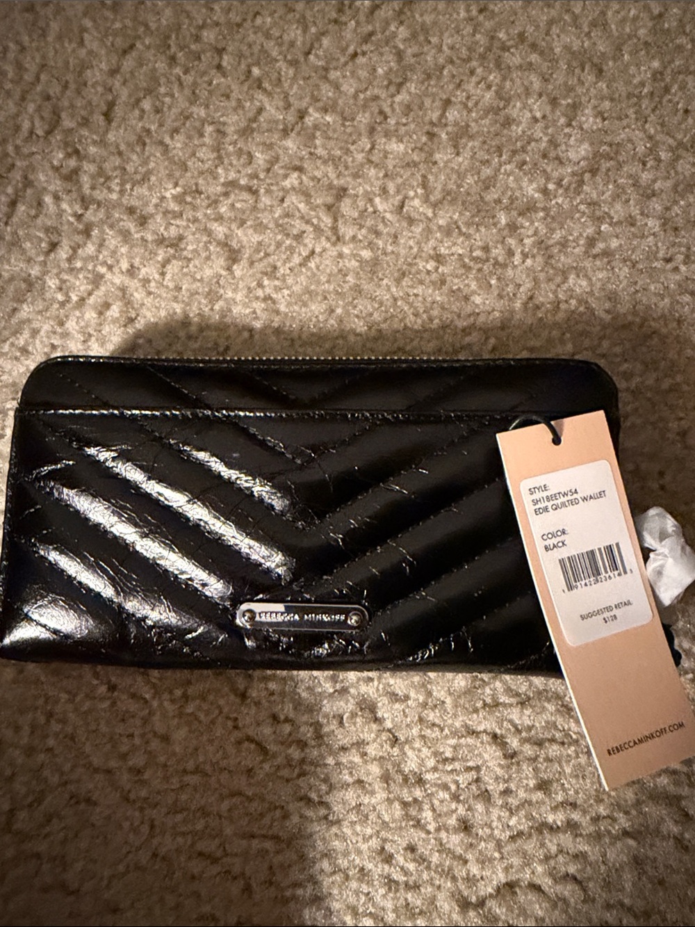 Rebecca Minkoff Black Quilted Patent Zip Wallet